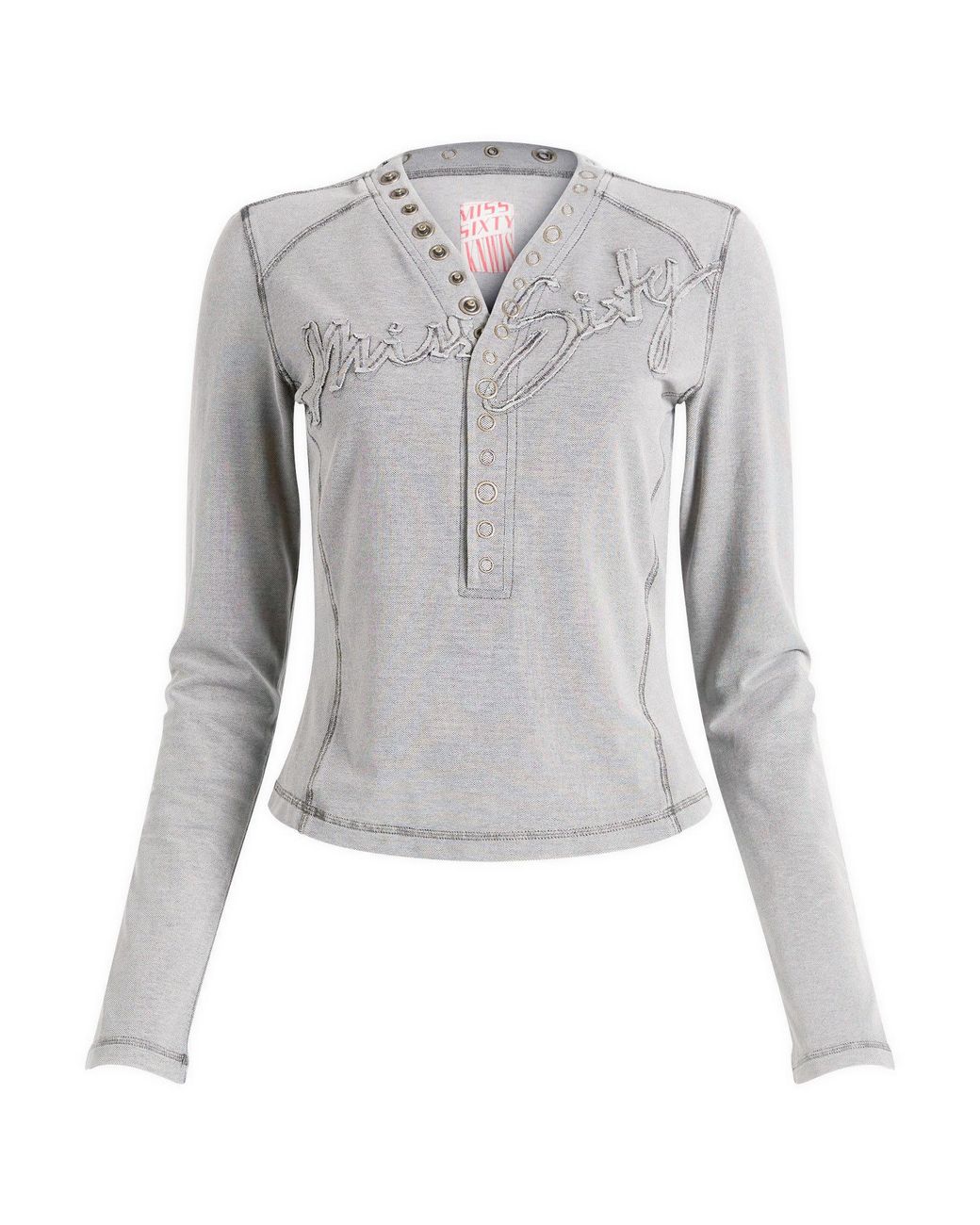 Miss Sixty Gray Knwls X Long Sleeve Top