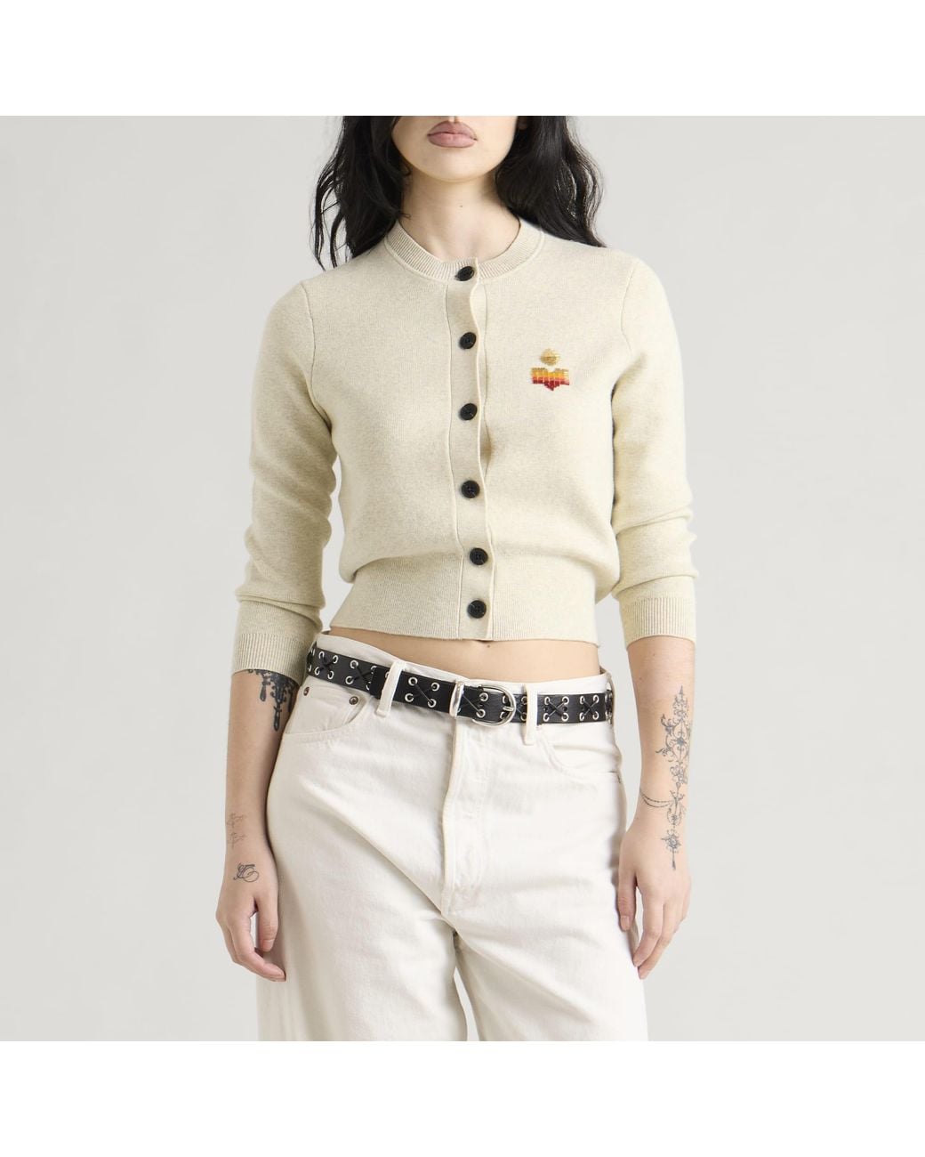 Isabel Marant Natural Étoile Kemal Logo Cardigan