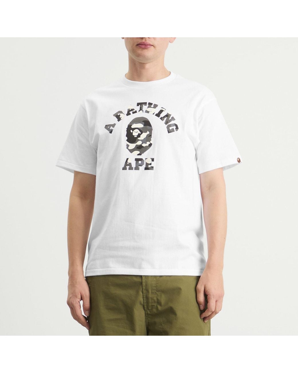 A Bathing Ape White City Camo College T-Shirt for men