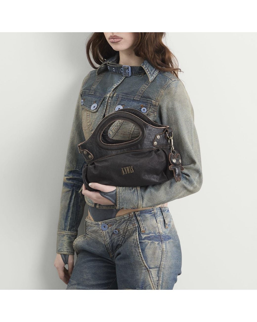 Miss Sixty Black Knwls X Baguette Shoulder Bag