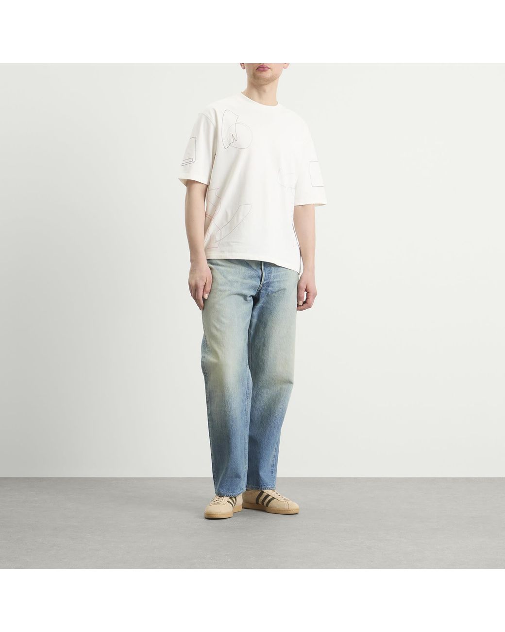 Wax London White Milton Shapes Embroidery T-Shirt for men
