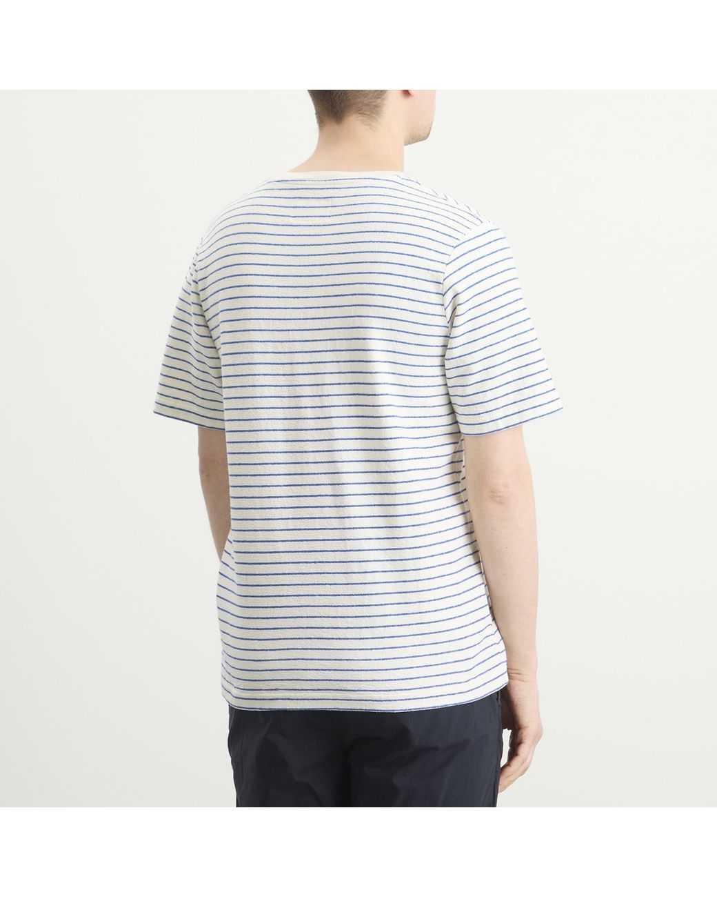 Folk Blue Textured Stripe T-Shirt for men
