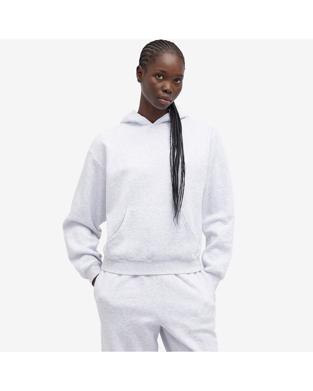 Skims White Cotton Fleece Classic Pullover Hoodie