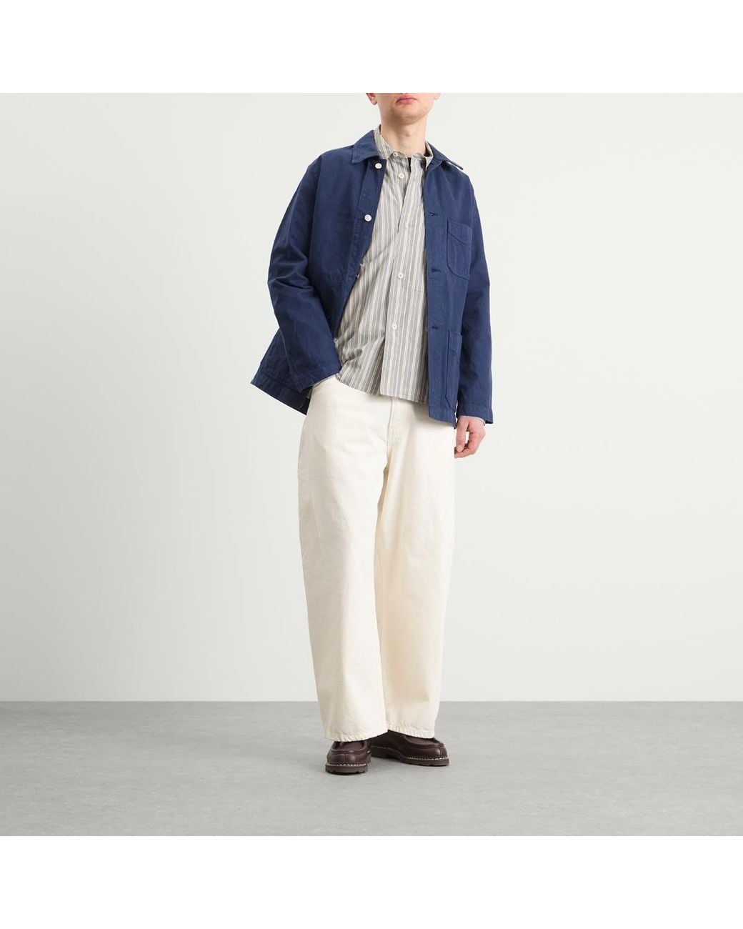 Drake's Blue Canvas Chore Jacket for men