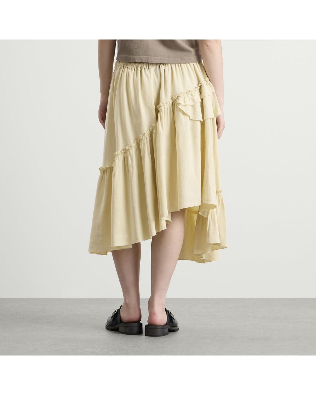 YMC Natural Draped Midi Skirt