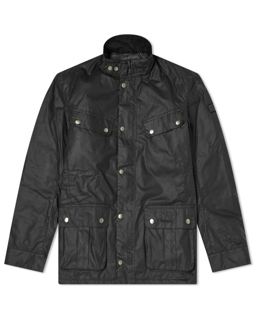 Barbour Cotton International Duke Wax Jacket in Black for Men - Save 40 ...