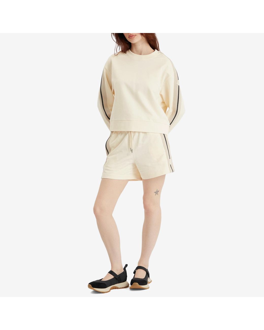 Moncler Natural Crochet Trim Sweat Shorts