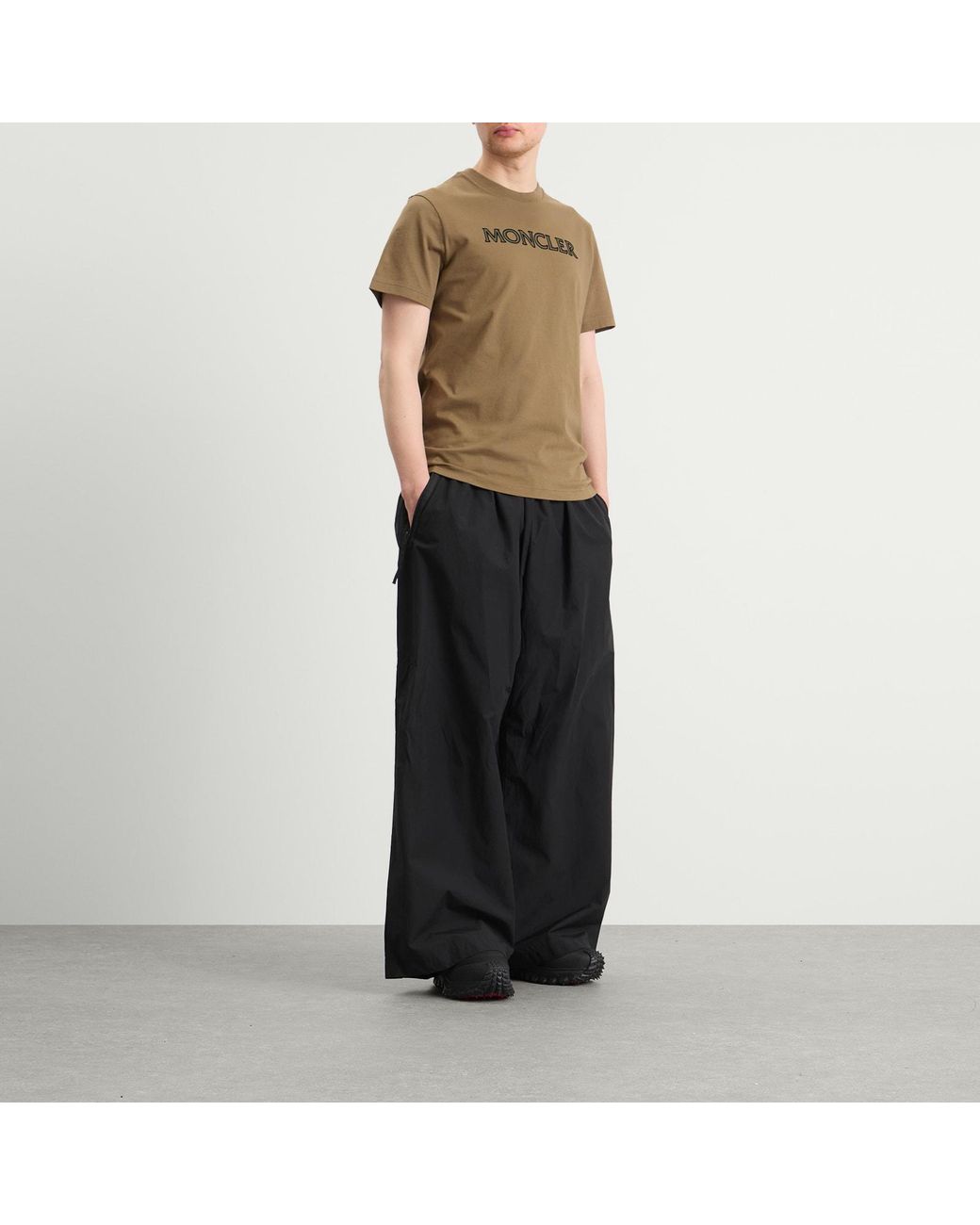 Moncler Brown Flocked Logo T-Shirt for men