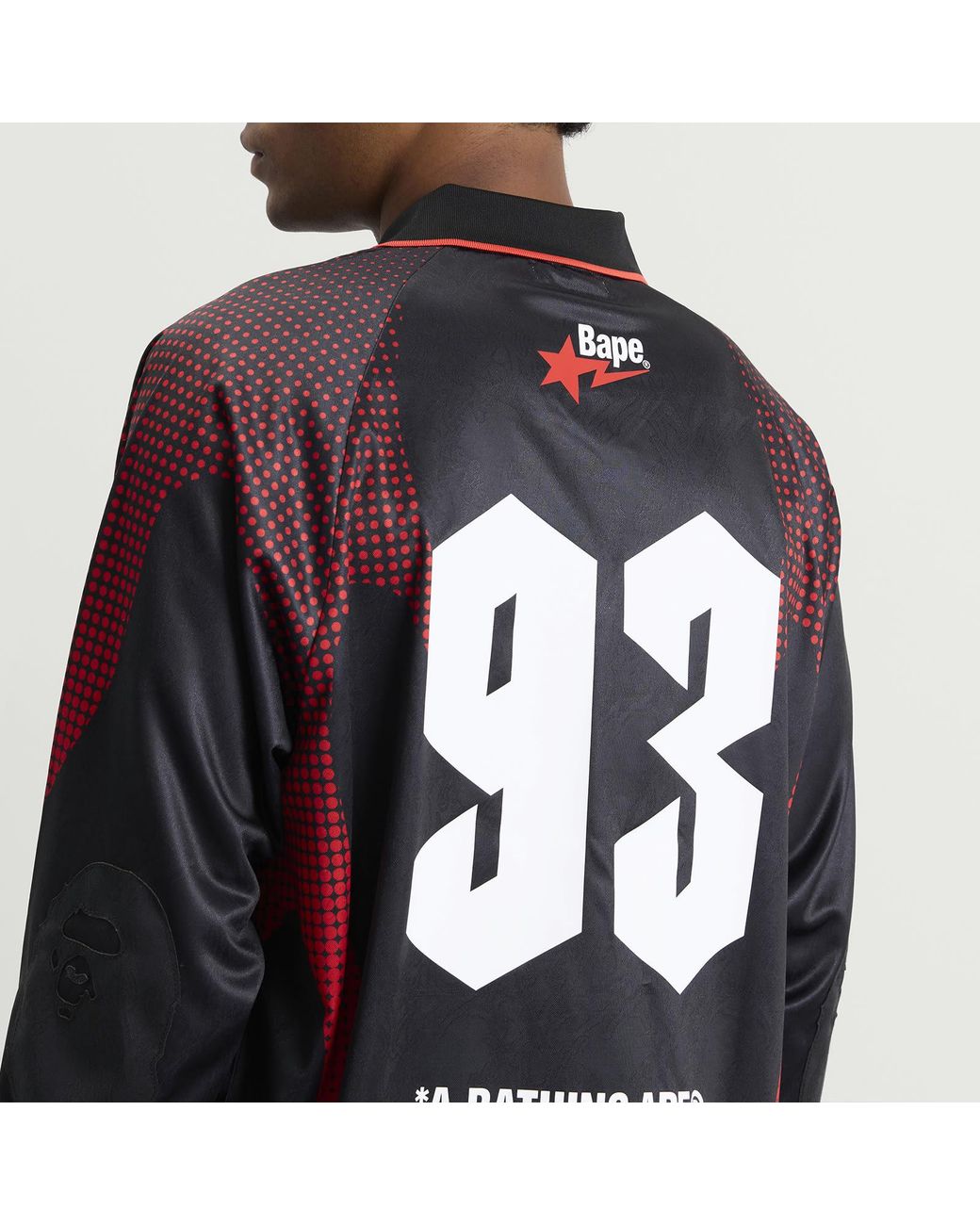 A Bathing Ape Black Flame Monogram Long Sleeve Football Jersey for men