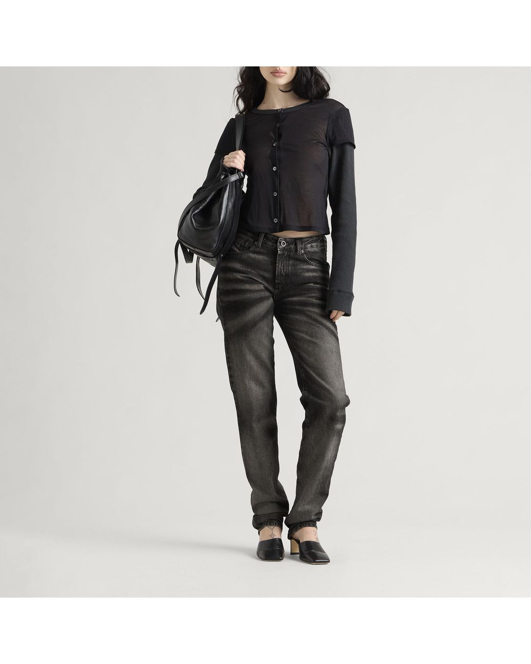 DIESEL Gray D-Liet Straight Leg Jeans