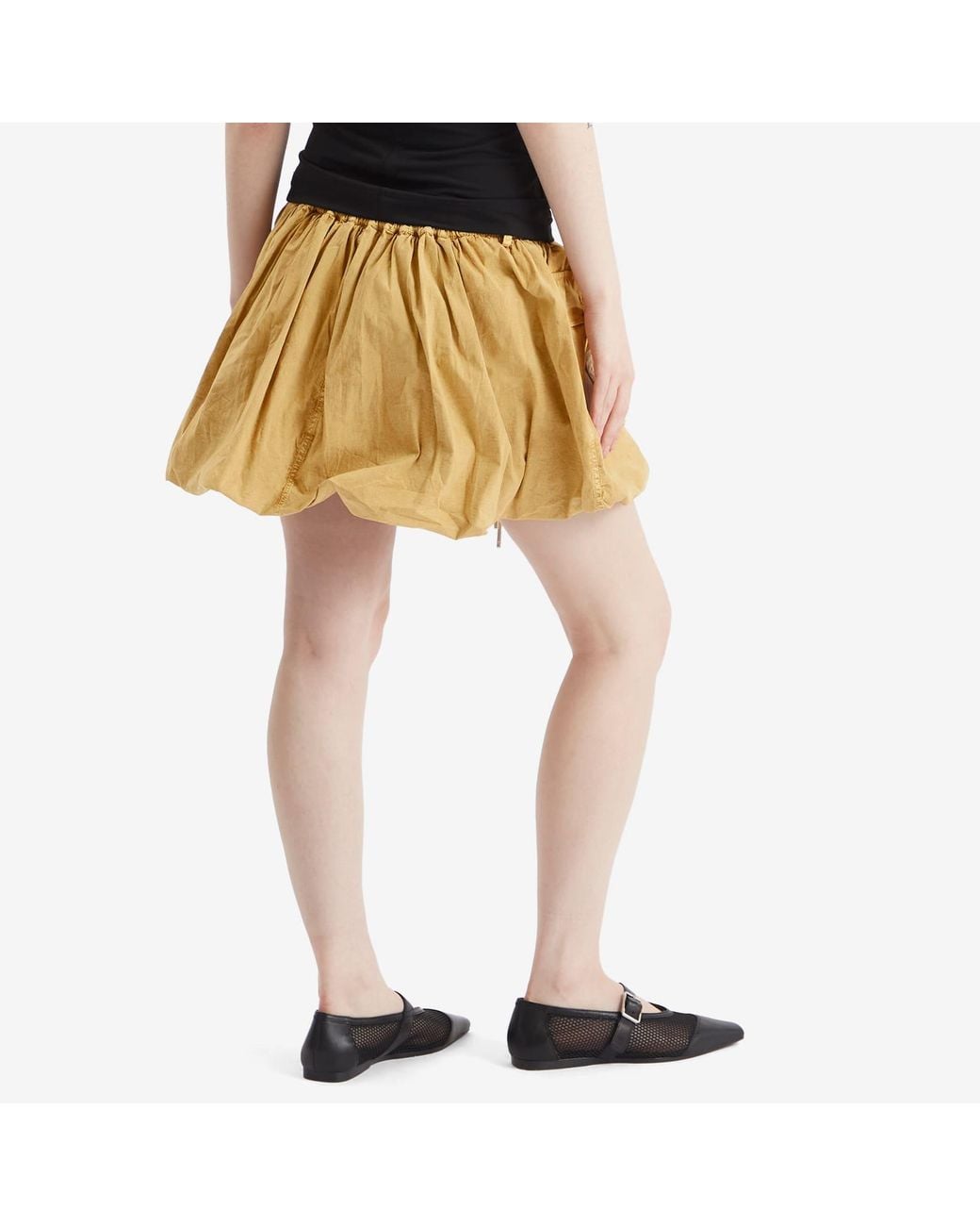 Ganni Metallic Washed Stretch Cotton Mini Bubble Skirt