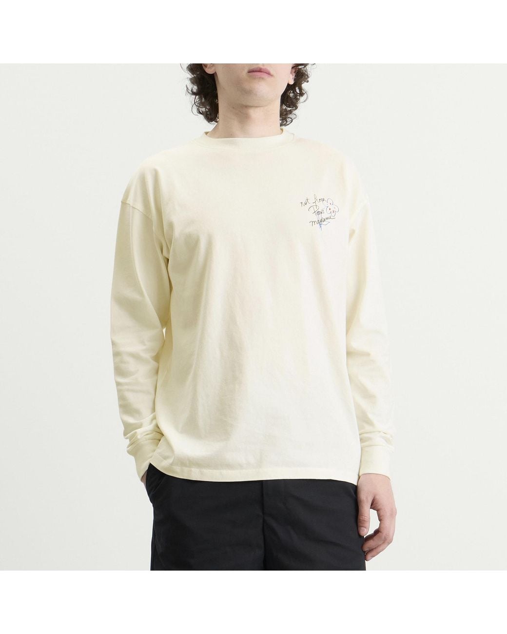 Drole de Monsieur White Esquisse Slogan Long Sleeve T-Shirt for men