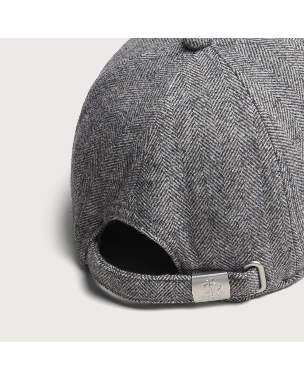 About Blank Gray Monogram Herringbone Cap for men