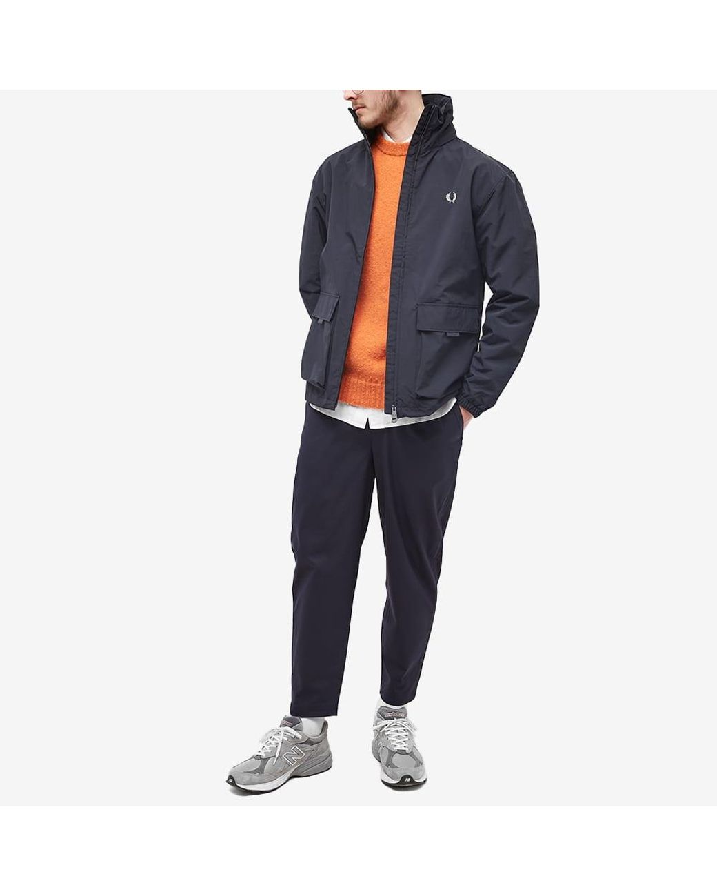 Fred Perry Patch Pocket Zip Through Jacket in Blue for Men