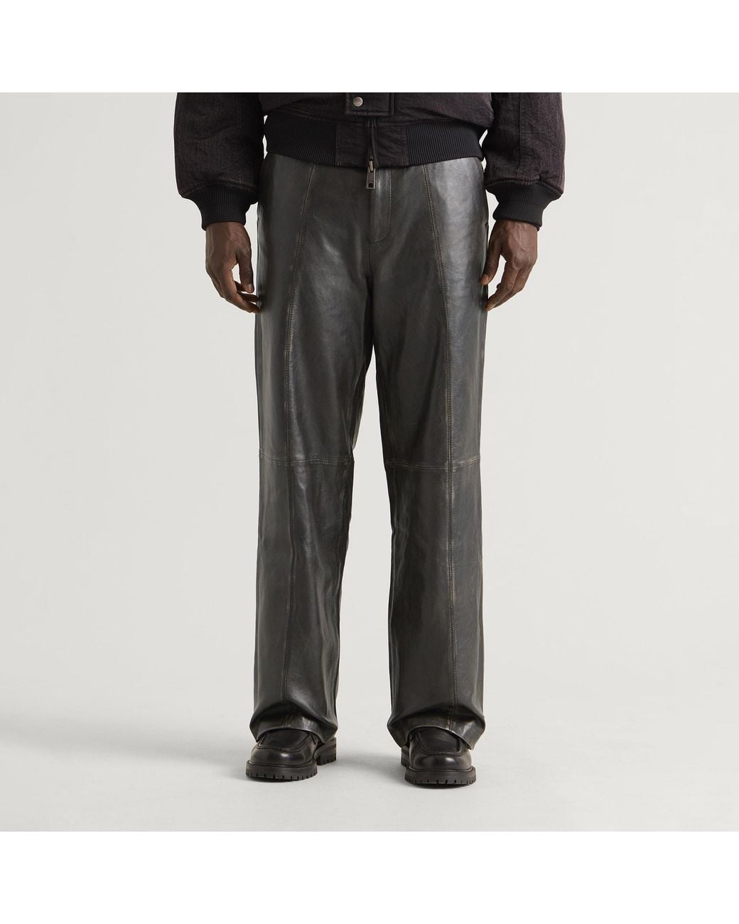 Samsøe & Samsøe Gray End. X Savalentin Leather Trousers for men