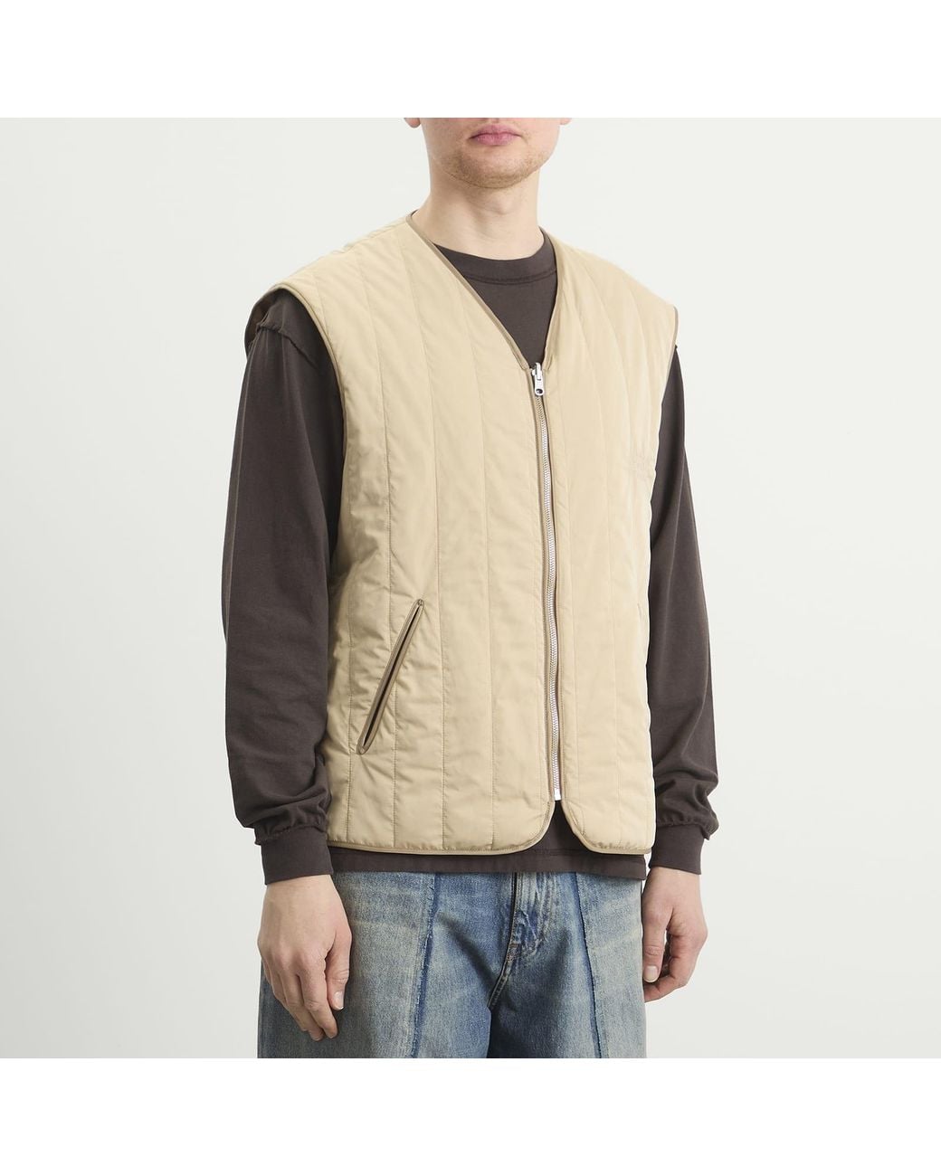 Maison Margiela Natural Mm6 Light Padded Collarless Gilet for men