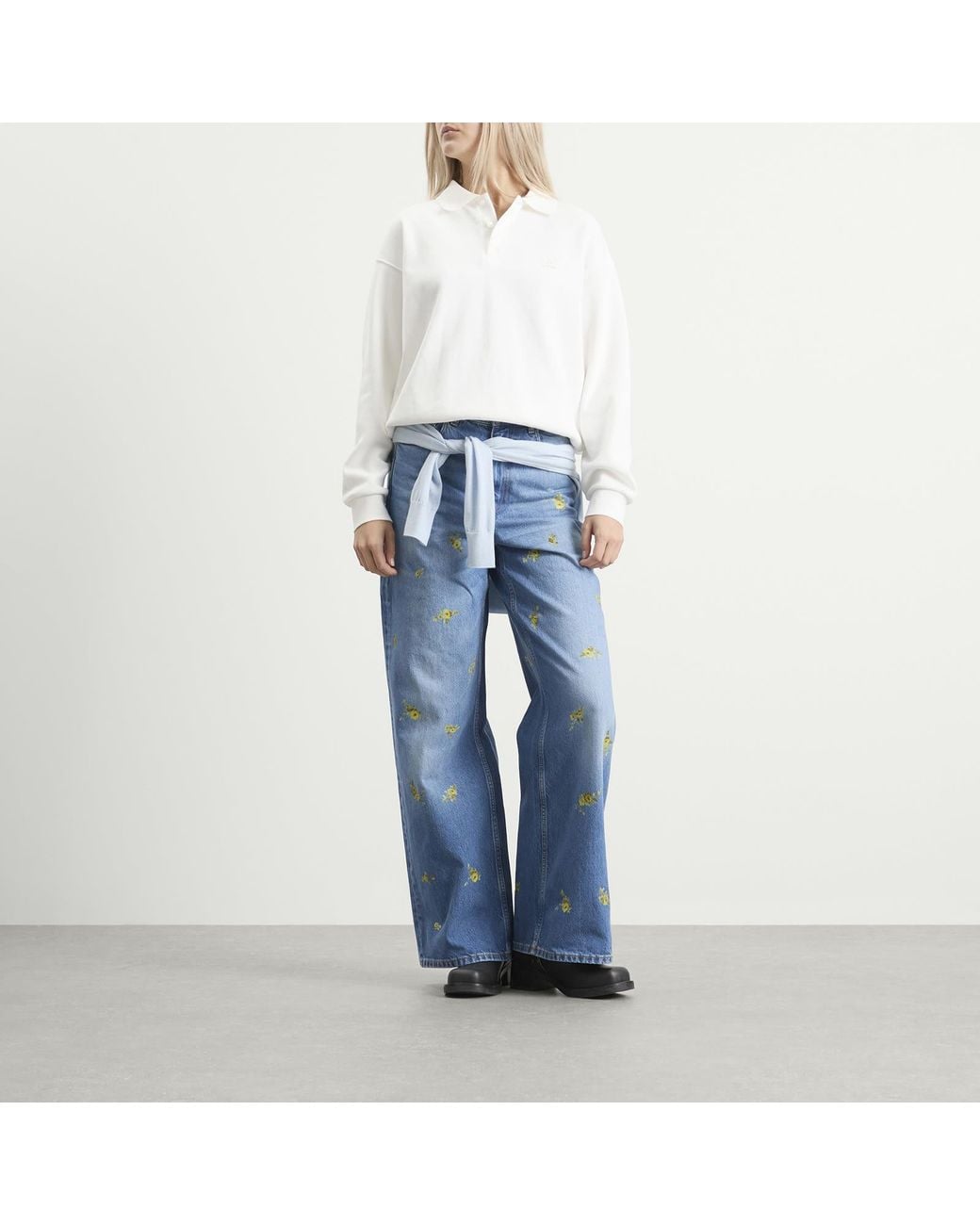 Ganni Blue Printed Flower Lari Jeans
