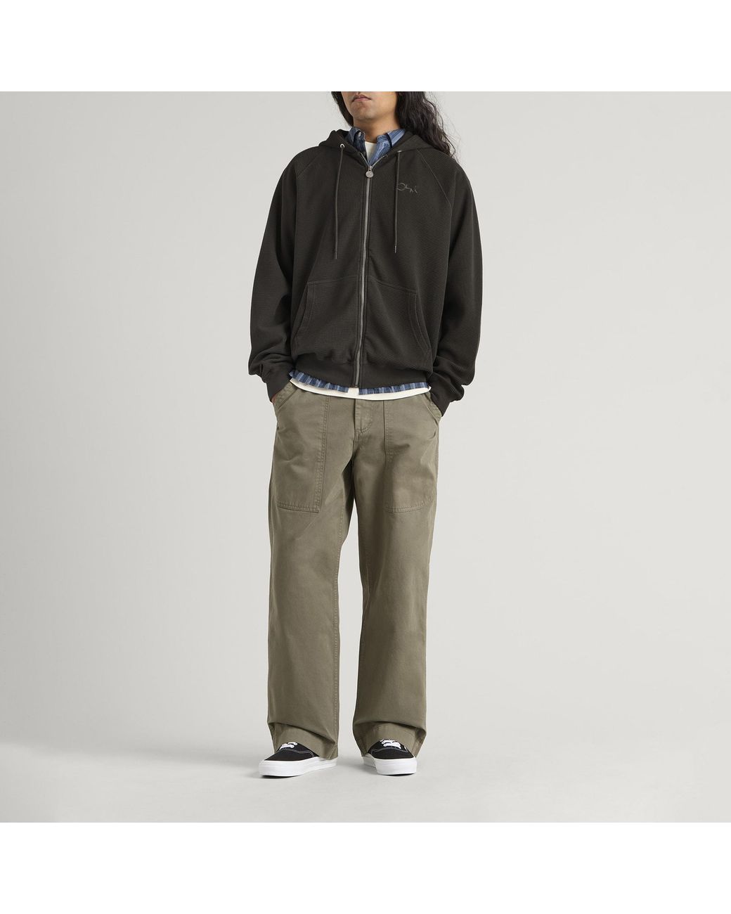 POLAR SKATE Black Waffle Zip Hoodie for men