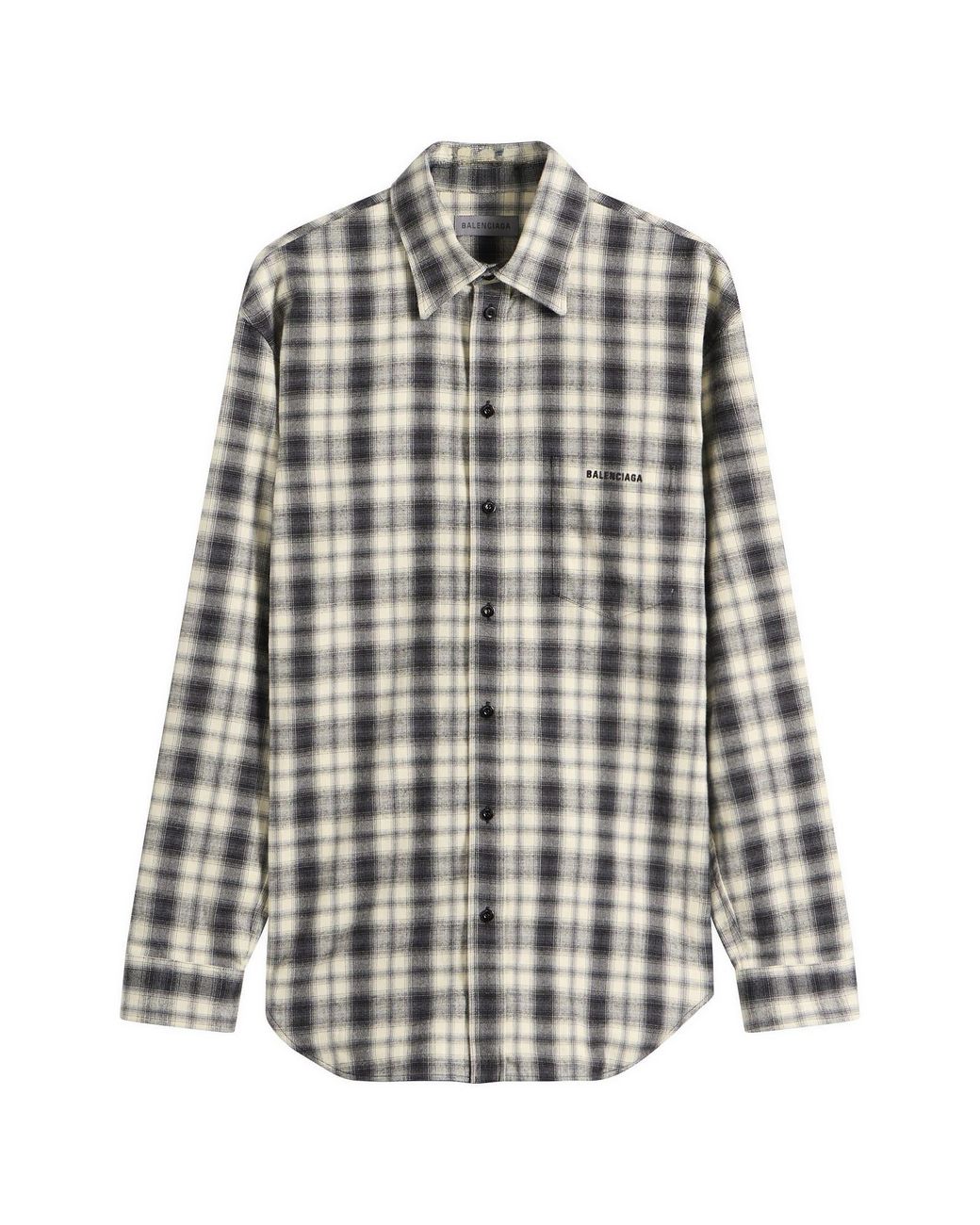 Balenciaga Black Regular Fit Check Flannel Shirt for men