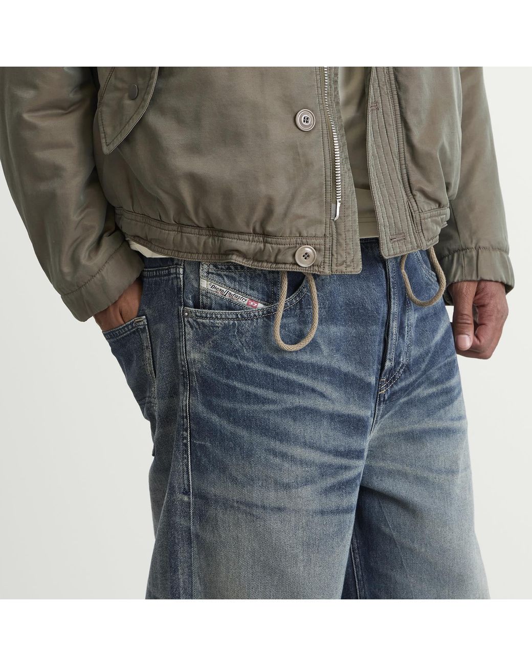 DIESEL Blue D-Rise Wide Leg Jeans for men