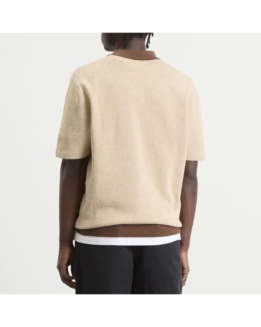 Beams Plus Natural Animal Jacquard Knit Polo for men