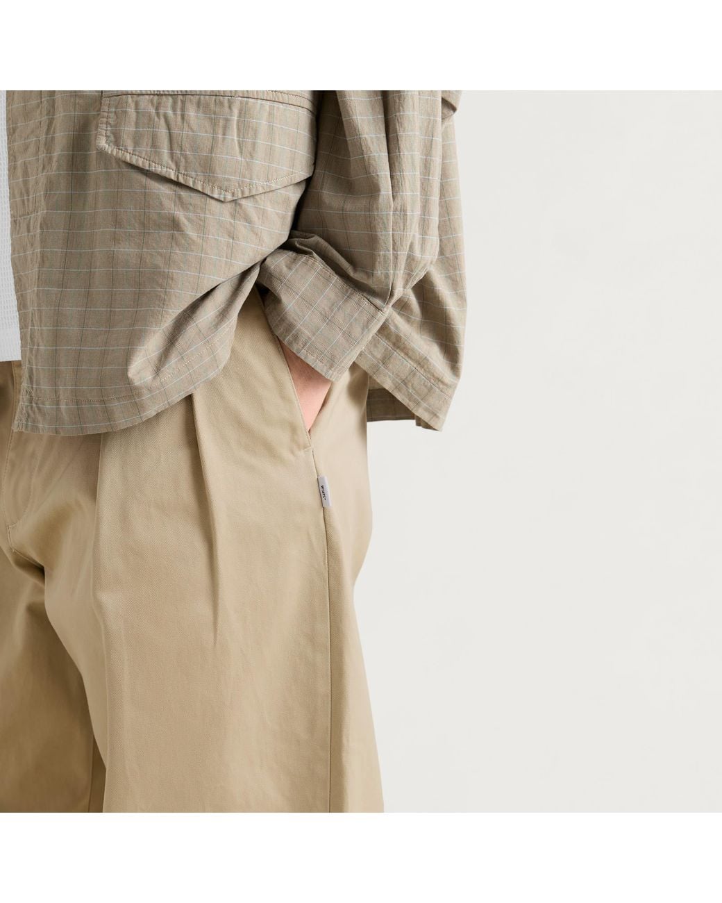 (w)taps Natural Twill Two-Tuck Trousers for men