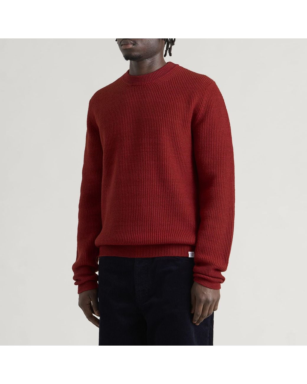 Norse Projects Red Henning Cotton Wool Rib Sweater for men