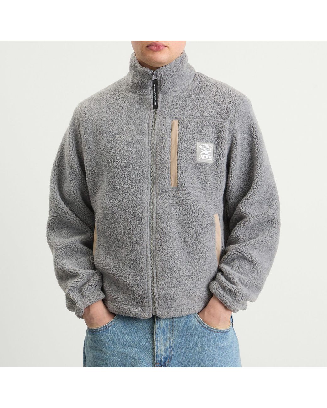 Butter Goods Gray Terrain Highpile Fleece Jacket for men