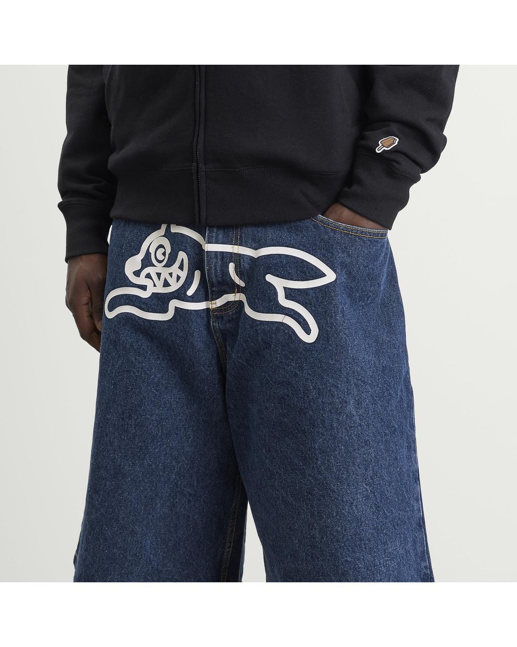 ICECREAM Blue Running Dog Triple Scoop Denim Shorts for men