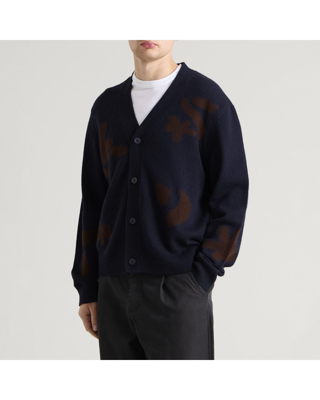 Wax London Blue Walker Felted Applique Cardigan for men