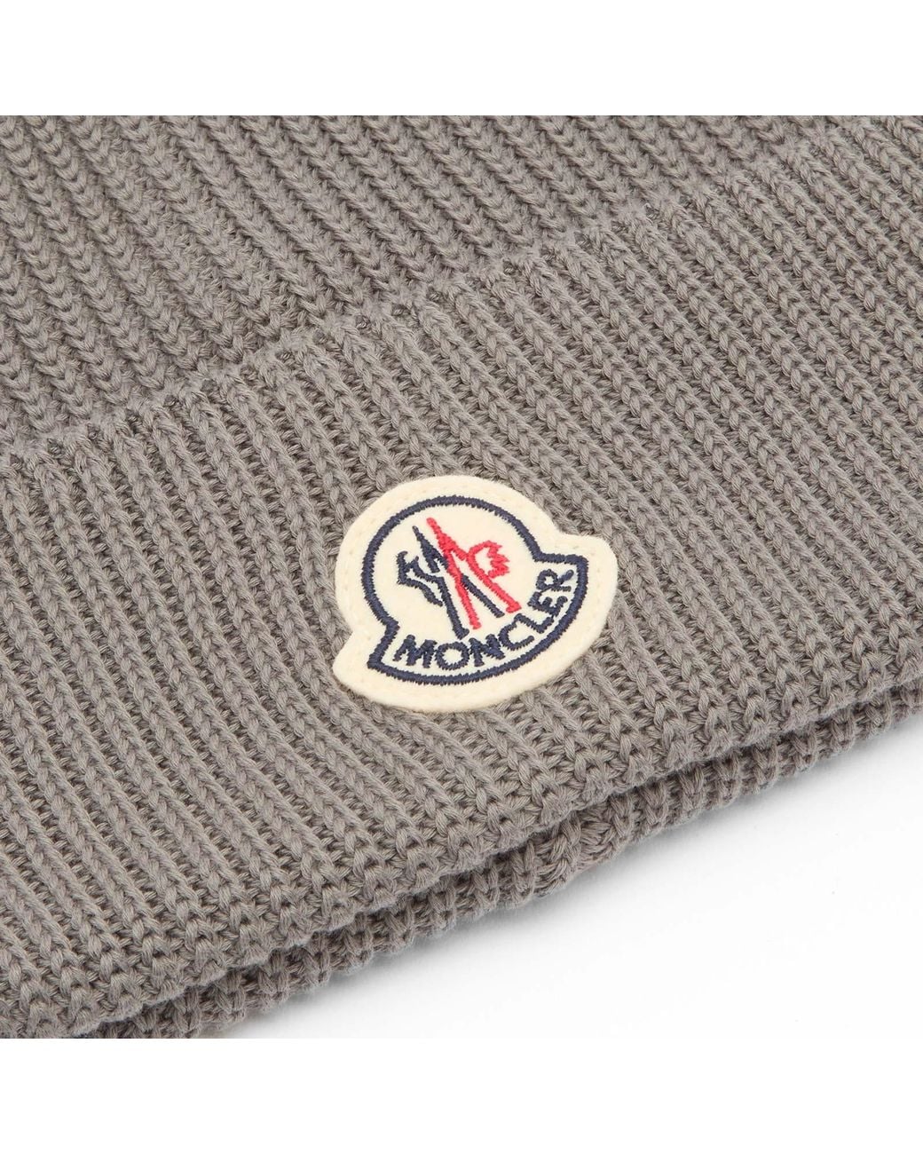 Moncler Gray Cotton Logo Beanie for men