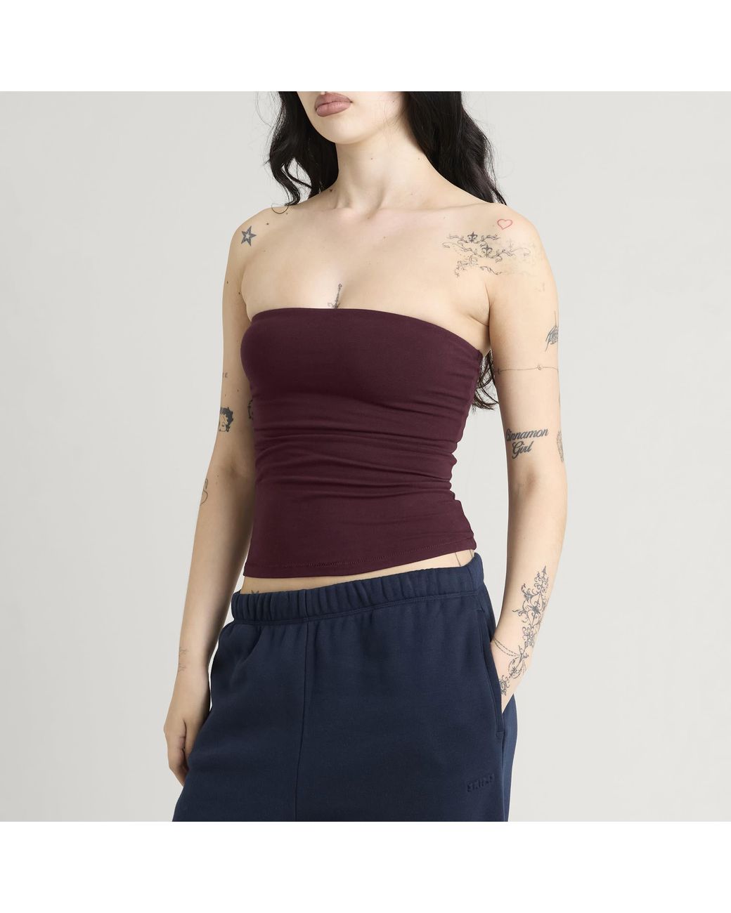 Skims Purple Cotton Jersey Tube Top