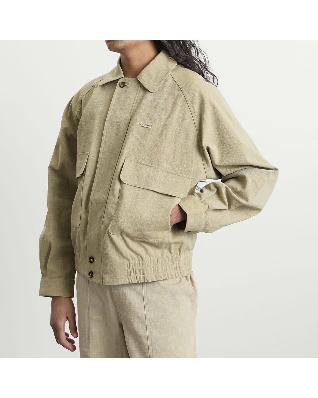 Drole de Monsieur Green Cotton Raglan Jacket for men