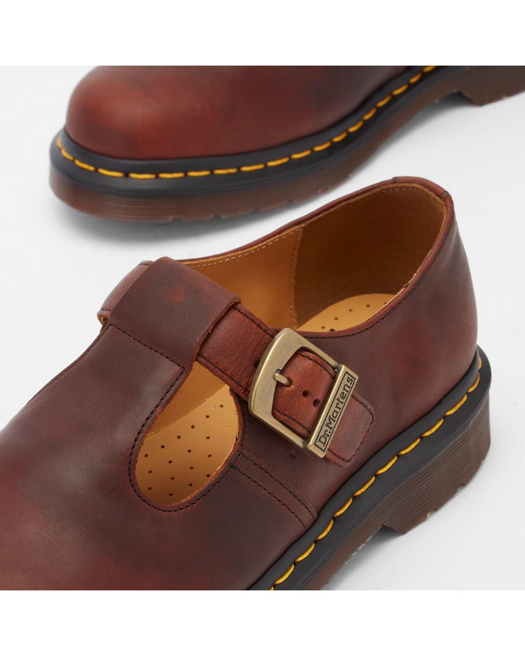 Dr. Martens Leather T-Bar Mary Jane Shoes in Brown | Lyst