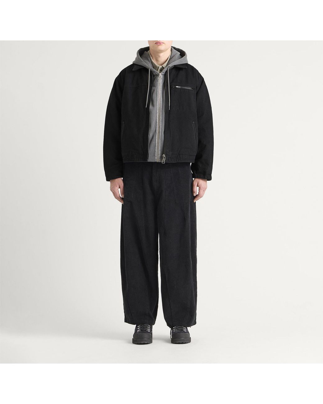 FRIZMWORKS Black Heavy Canvas Destroyed Work Jacket for men