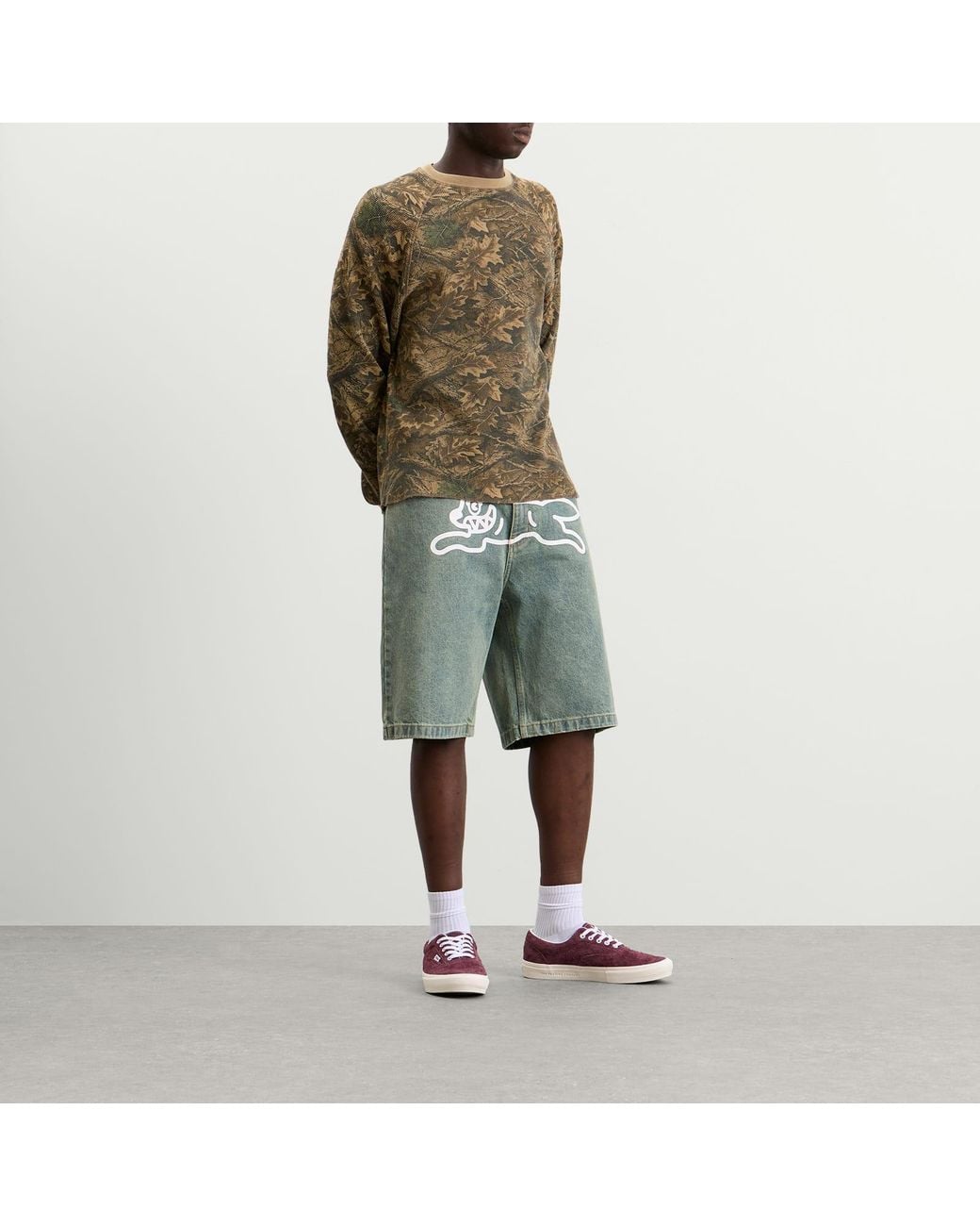 ICECREAM Blue Running Dog Denim Shorts for men