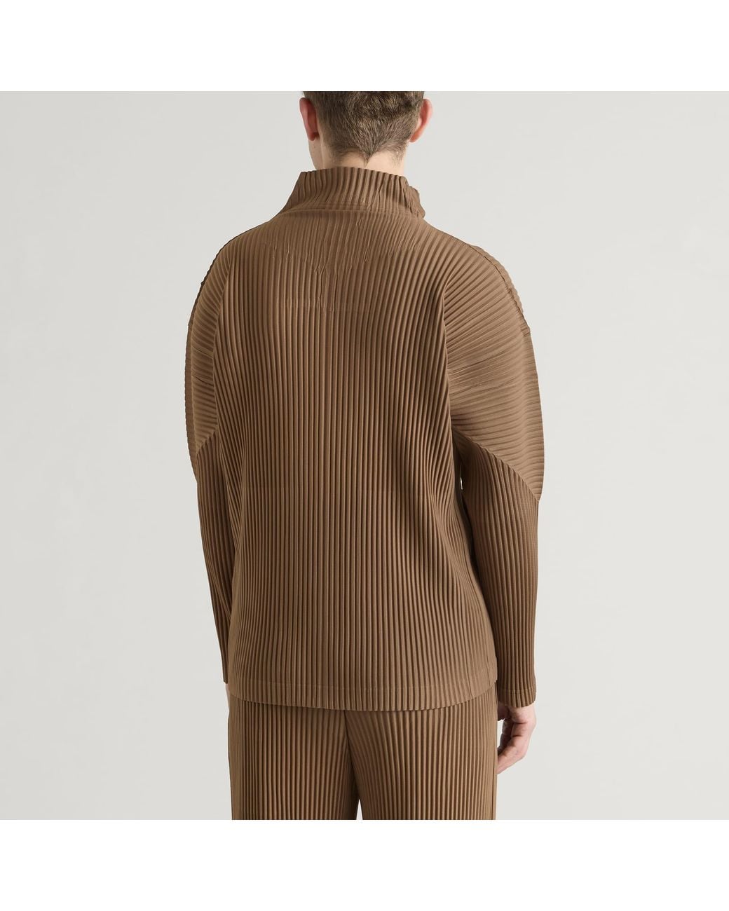 Homme Plissé Issey Miyake Brown Pleated Zip Jacket for men