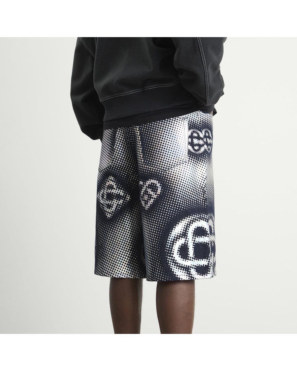 Casablanca Black Pearlescent Monogram Denim Shorts for men