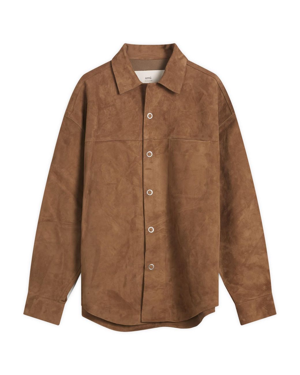 AMI Brown Goat Suede Leather Shirt Jacket for men