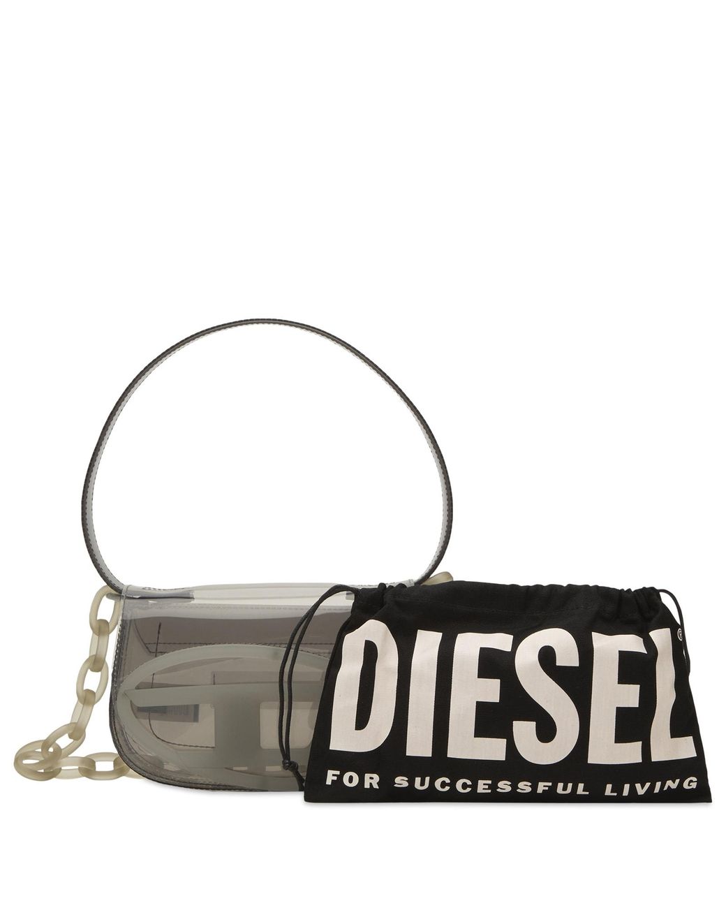 DIESEL Gray 1Dr Logo Perspex Handbag