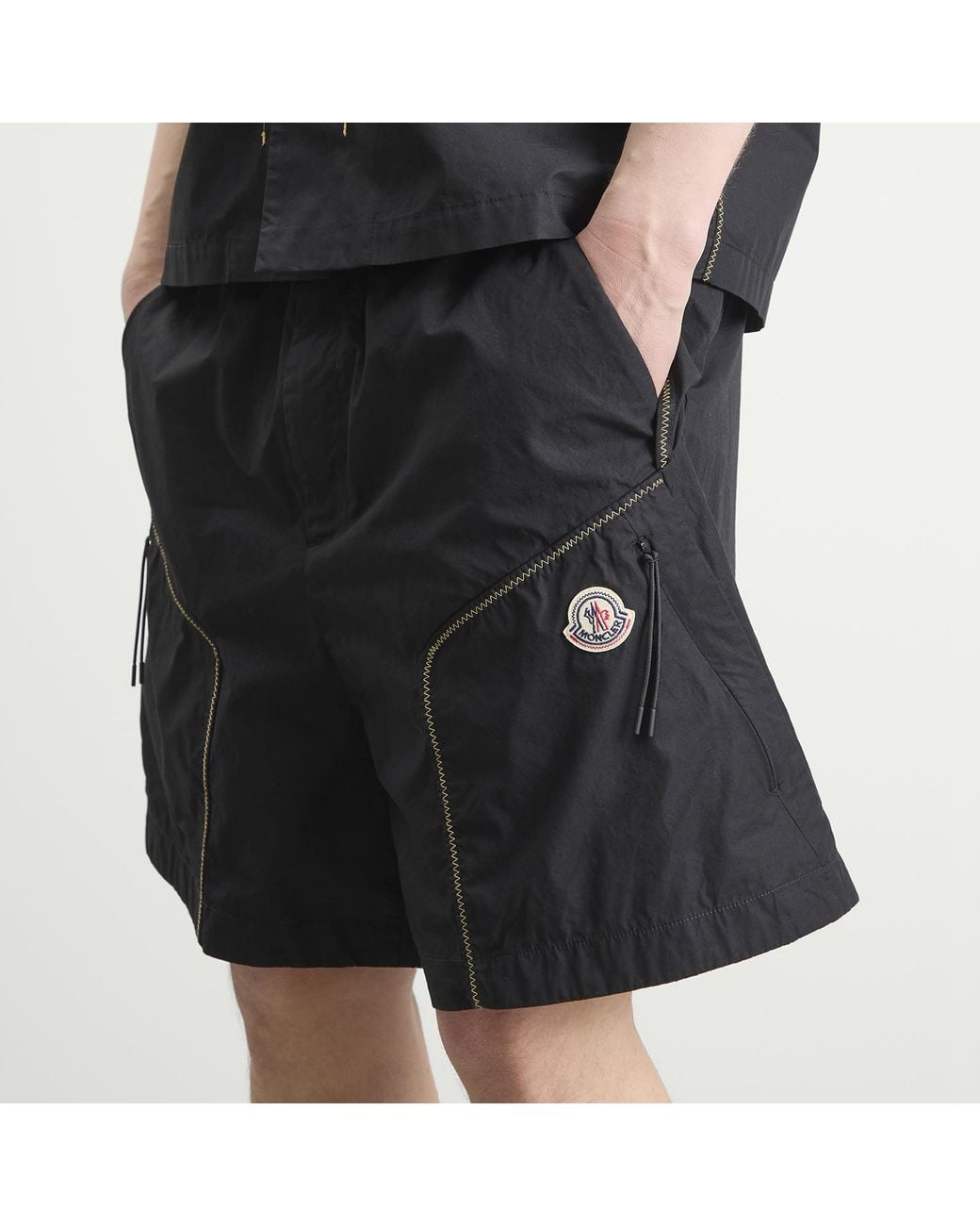 Moncler Black Contrast Stitch Shorts for men