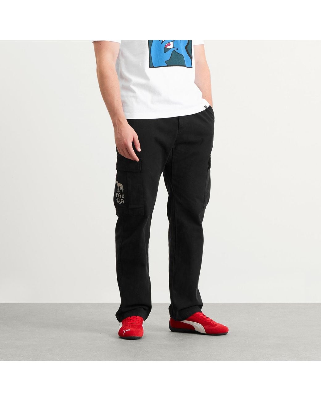 by Parra Black Pants Again Cargo Pants for men