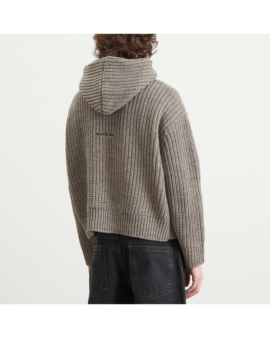 MKI Miyuki-Zoku Gray Chunky Rib Knit Hoodie for men