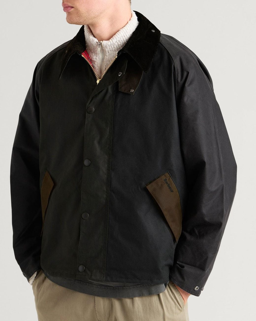 Barbour Black Patchwork Transport Wax Jacket for men