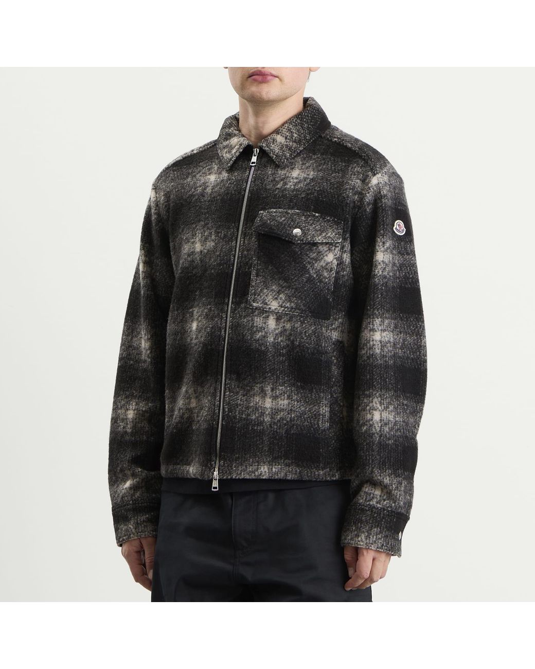 Moncler Black Check Shirt Jacket for men