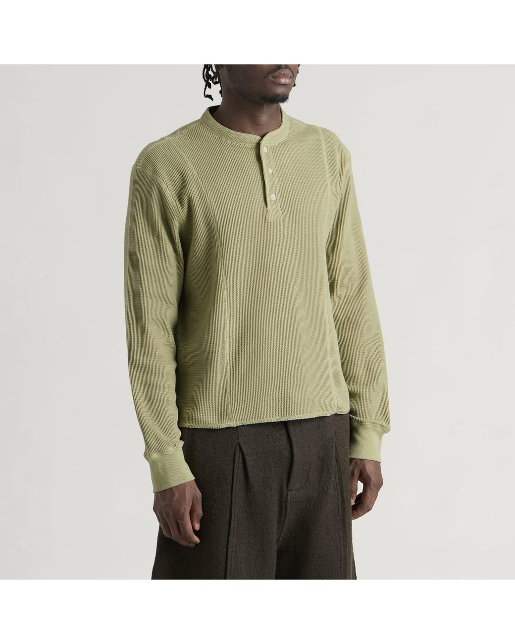 Ganter Green Henley Waffle Longsleeve for men