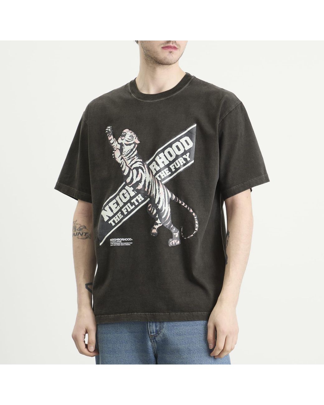 Neighborhood Black Ss-17 Tiger T-Shirt for men