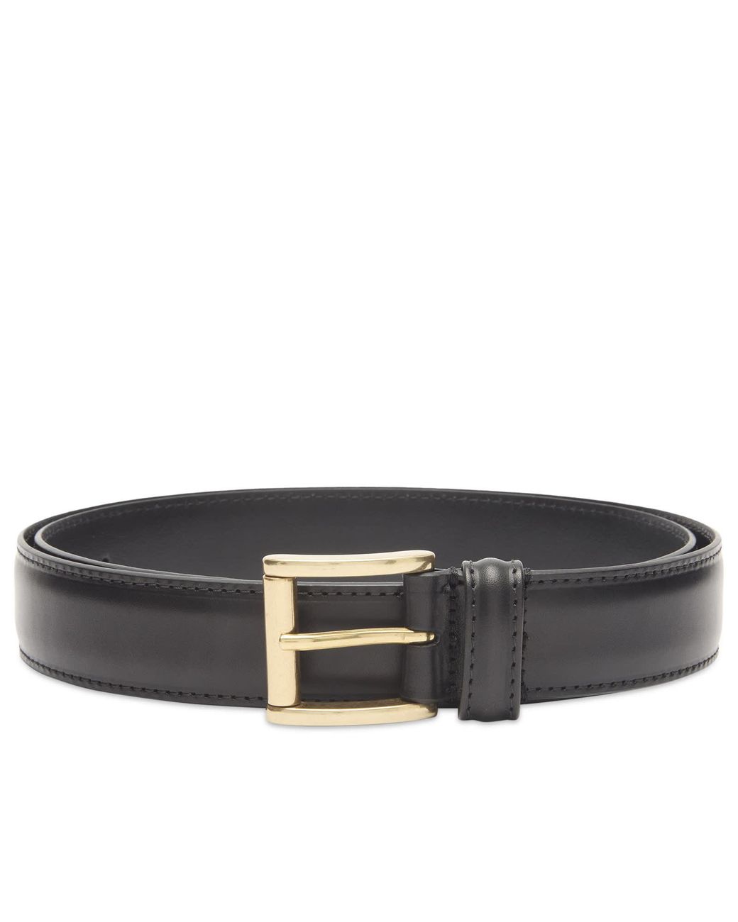 Andersons Black Andersons Narrow Stitch Trimmed Leather Belt for men