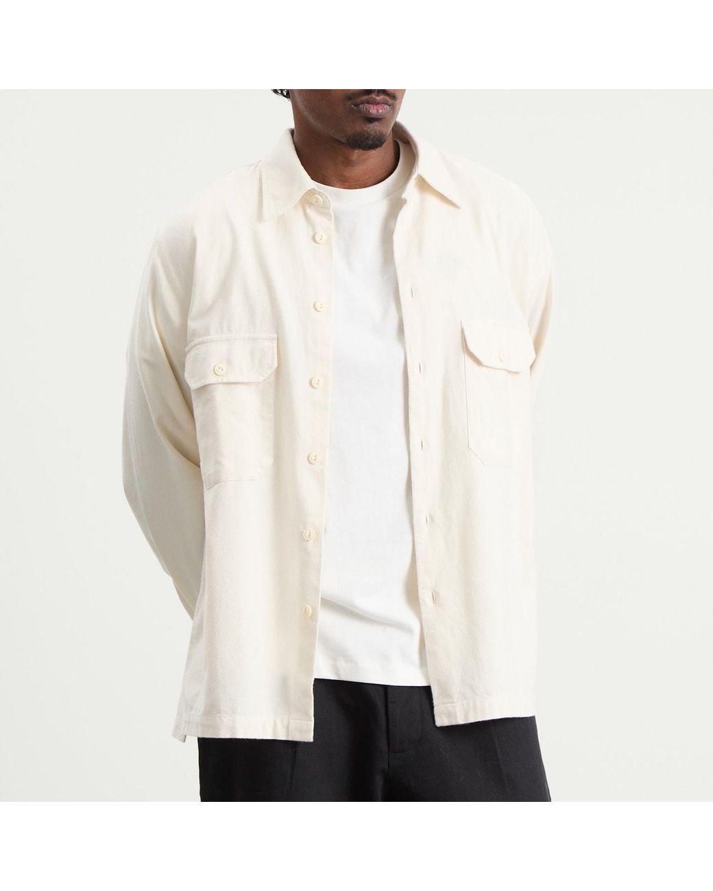 Universal Works Natural Sid Flannel Cpo Shirt for men