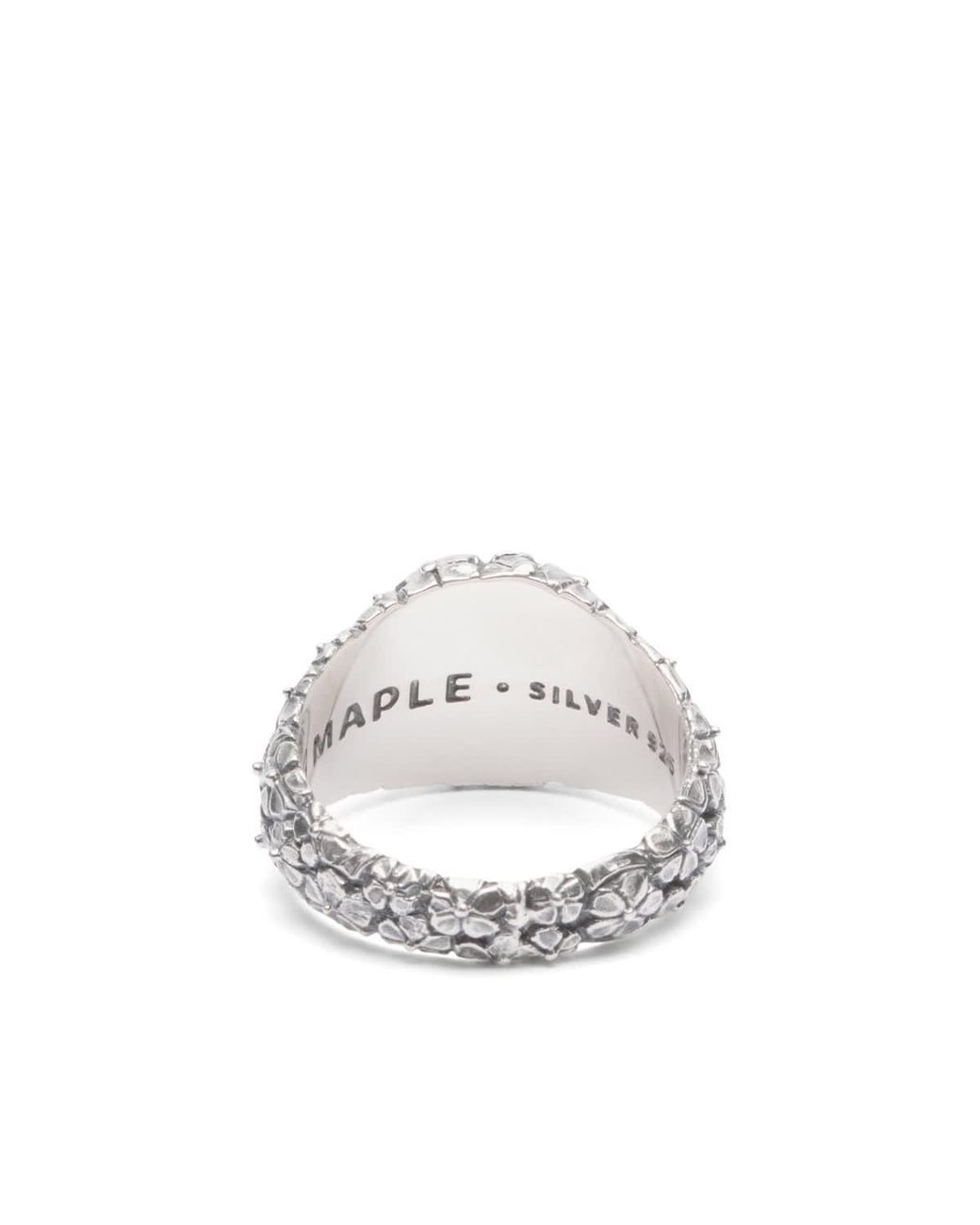 Maple White Floral Oval Signet Ring for men